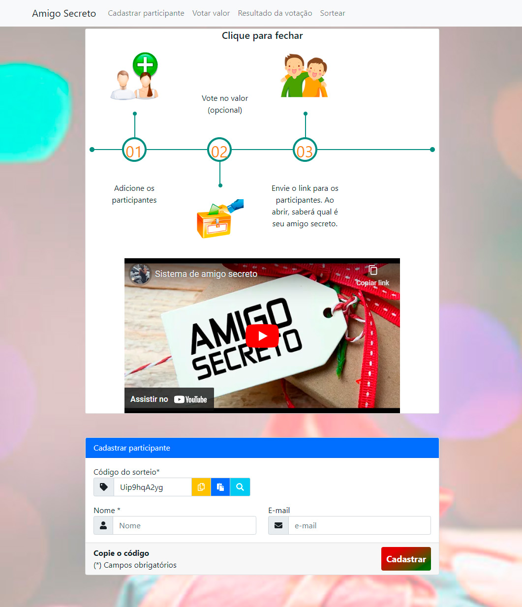 Sorteio de amigo secreto