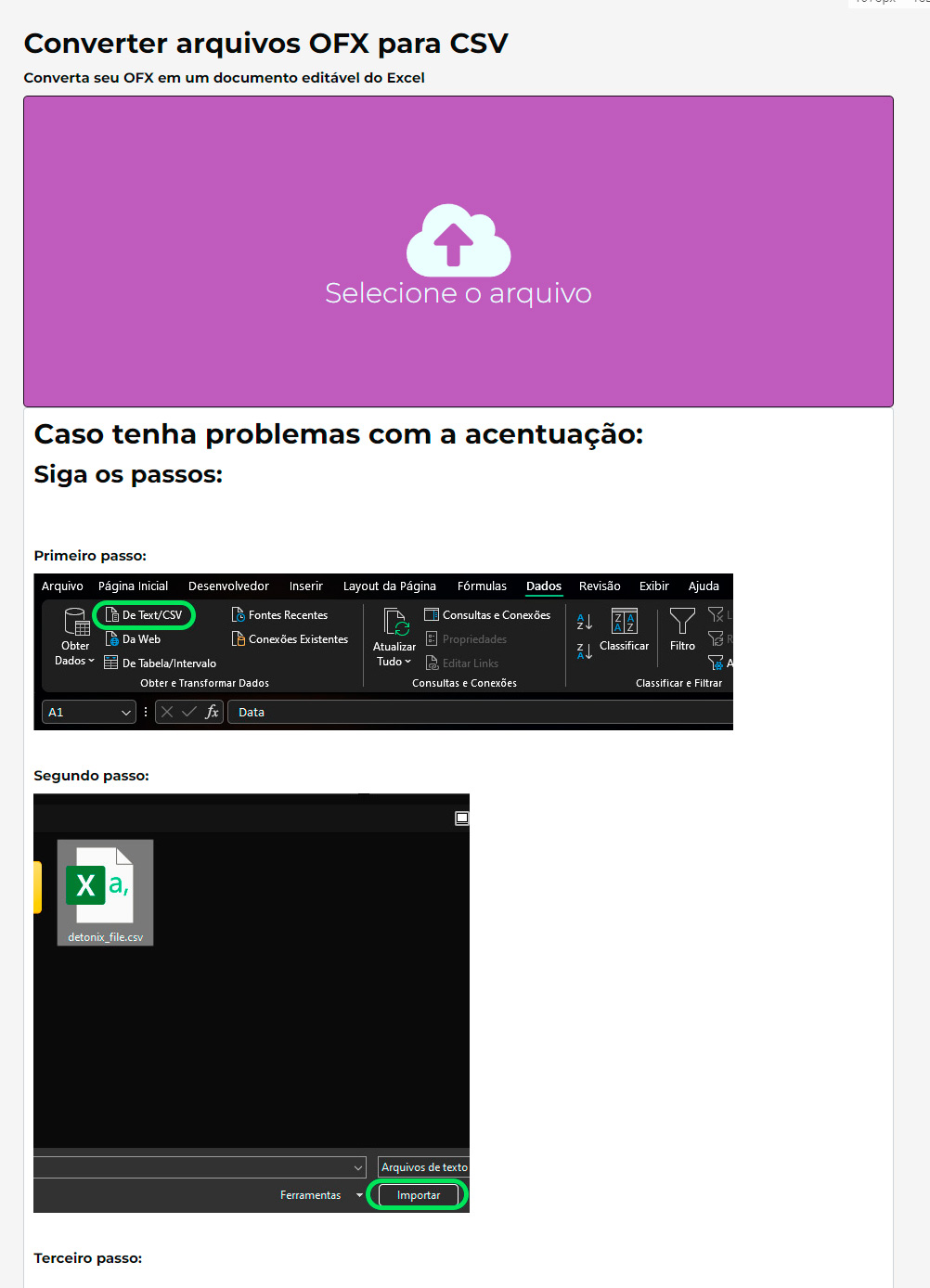 Converter arquivos OFX em CSV